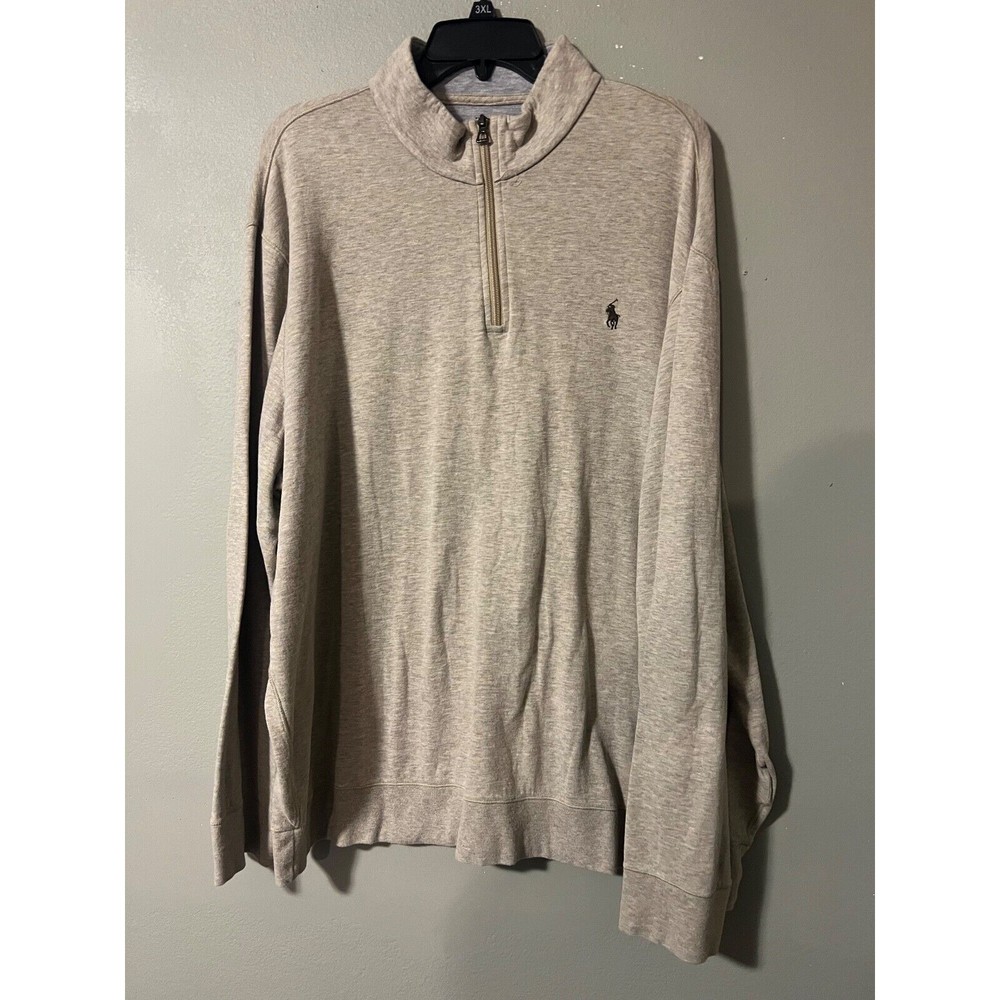 Ralph Lauren Polo 1/4 Zip Pullover Mens 2XL Golf Performance Tan‎